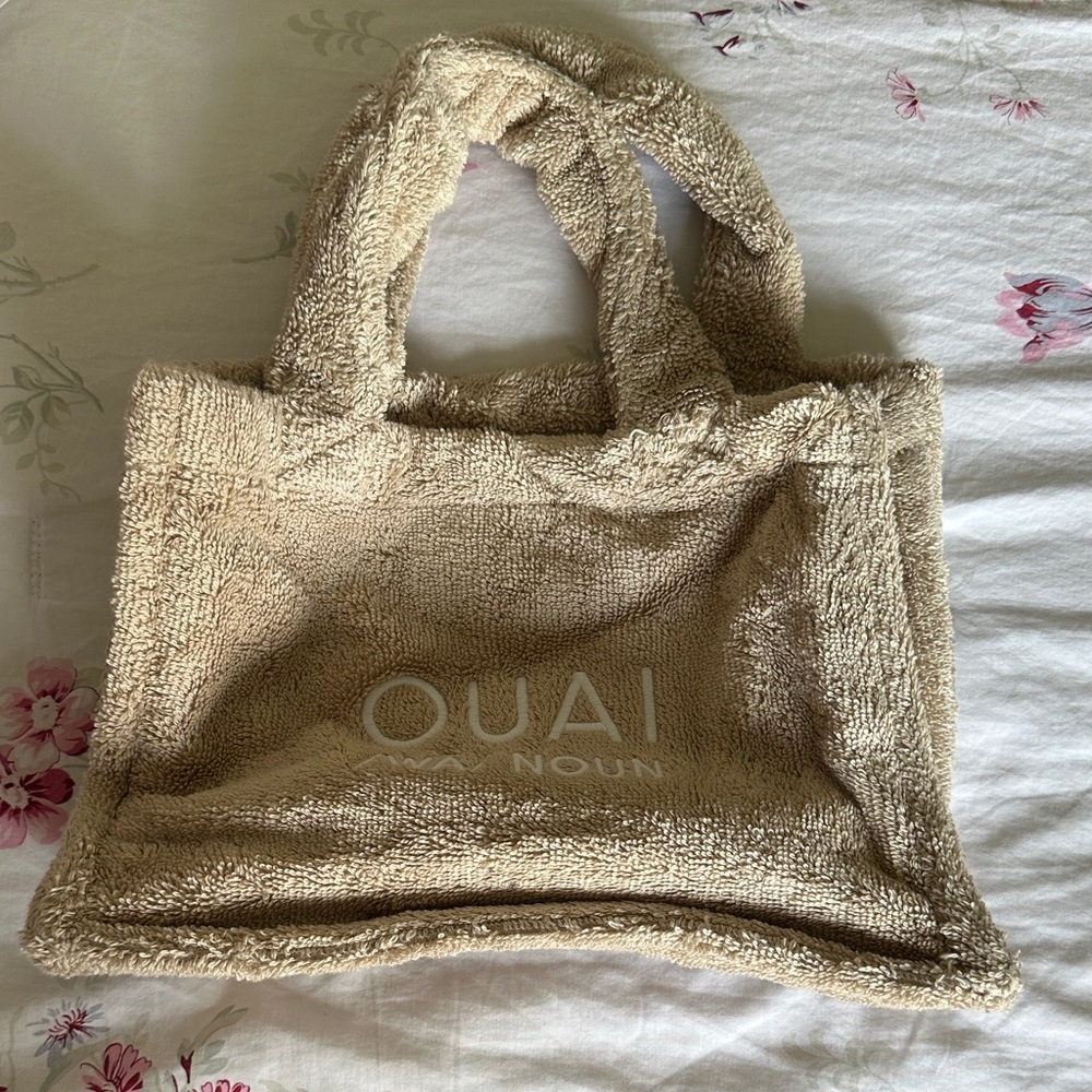 OUAI Cream Terry Cloth Tote